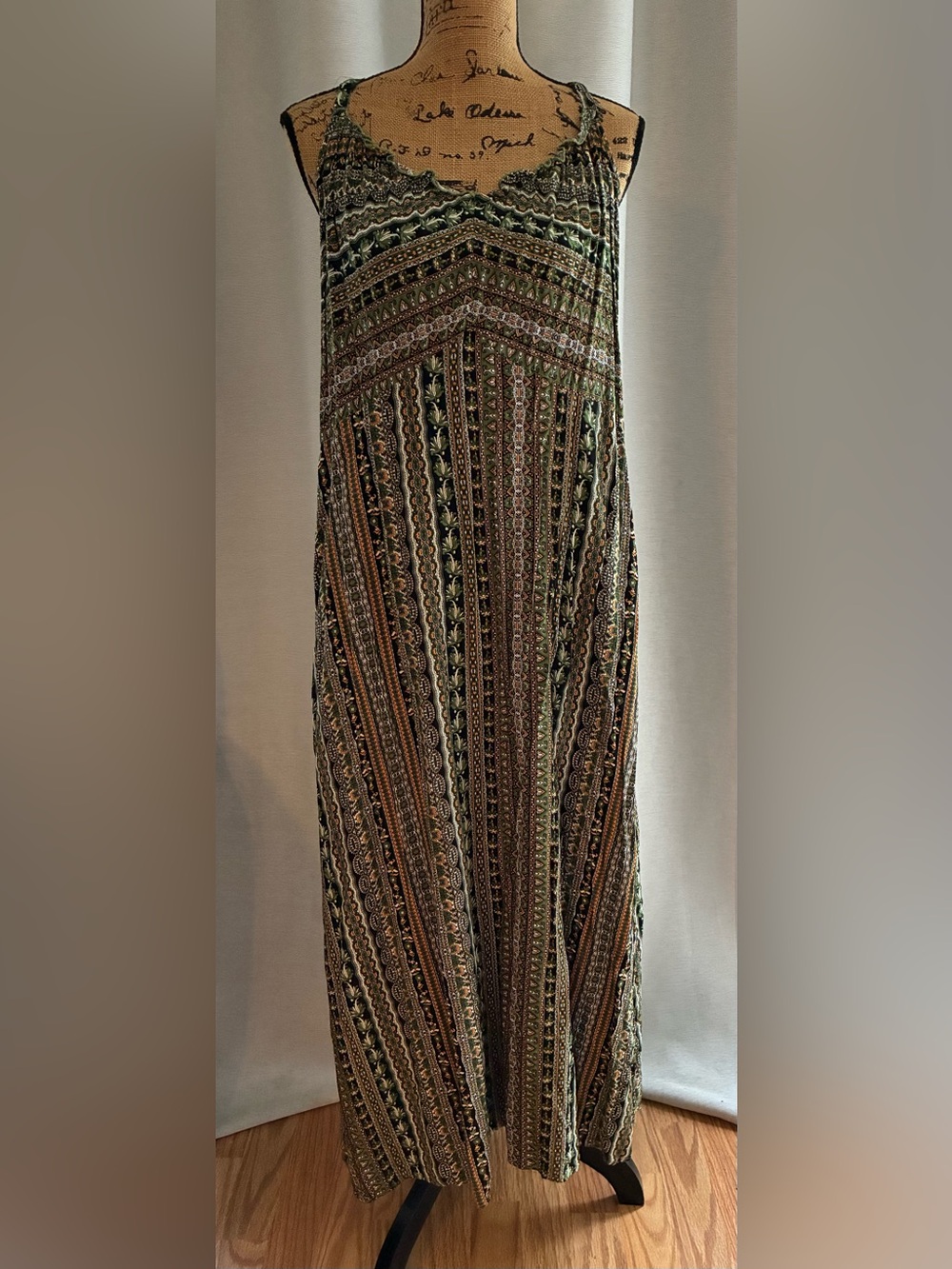 BloomChic Olive Green Multi-Pattern Maxi Skirt